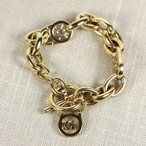 Michael Kors Gold Chain Link Bracelet Toggle Closure